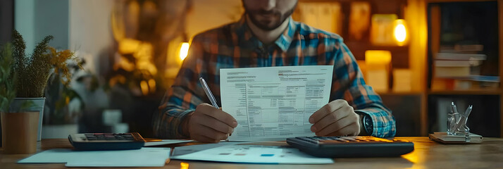 Man Reviewing Home Finances and Bills Photo
