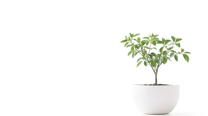 A modern indoor plant isolated against a clean white background, showcasing its lush green leaves and contemporary aesthetic. This minimalist presentation highlights the plant's natural beauty, 