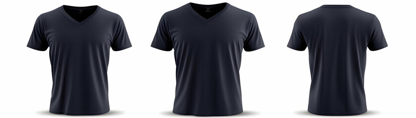 Men's Black V-Neck T-Shirt Illustration