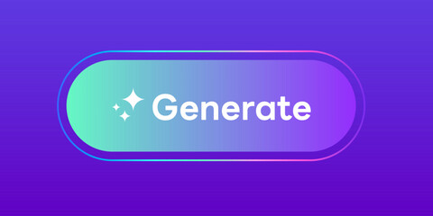 Generate AI button, Artificial Intelligence rainbow colorful Gradient badge icon ,Generate text Typography and Magic star icon Ai logo. for website or application image generator