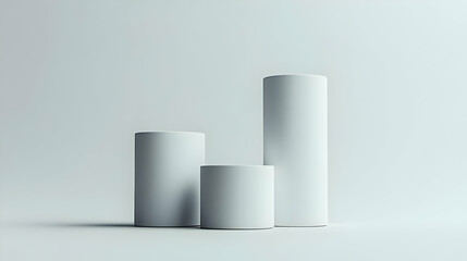 3D Render Minimalist Background with White Cylinders