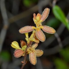 Close-Up of Delicate Red and Yellow Flower Buds