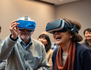 Elderly people using virtual reality