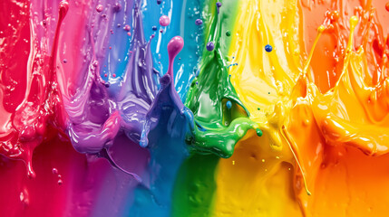 Colorful oil paint splashes. Abstract background with rainbow colors.