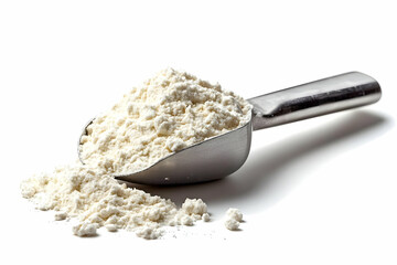 Photo of White Flour in a Scoop on White Background