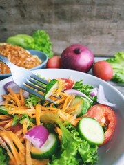 Fresh green lettuce health food and spaghetti Italian food