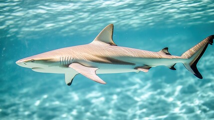 Shark Swimming Underwater in the Ocean