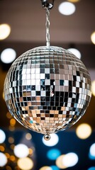 Disco ball, lights and clubbing background for 70s theme new year party, birthday or celebration....