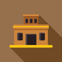 Simple vector illustration of a small office building with a long shadow, perfect for urban and architectural designs