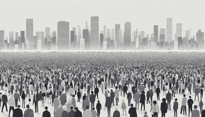 Naklejka premium crowd people in the city minimalist illustration