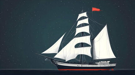 Sailing Under the Stars: A Ship's Journey Through the Night