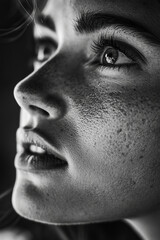 woman face closeup with pores
