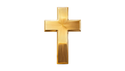 Shiny Golden Christian Cross Symbol - Isolated on Transparent PNG