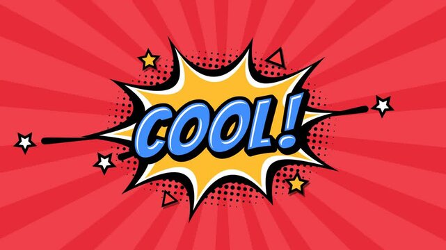 COOL! - Text Animation With Pop Art Comic Style, Alpha channel, Transparent background or green background, Video 4K