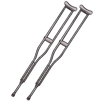 recommend clip art: Medical equipment illustration Axillary crutch or walking aids outline on transparent background