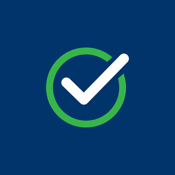 recommend clip art: check box icon with correct, accept check mark icon white tick green circle on blue background