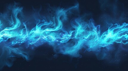 Realistic Thunder Light and Blue Smoke Cloud Bottom Frame with Mysterious Lightning Glow