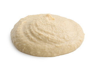 Sample of delicious hummus isolated on white