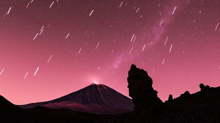Volcano under a Starry Sky