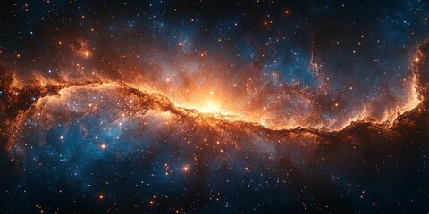 Obraz premium Stunning cosmic nebula emitting vibrant colors in deep space.