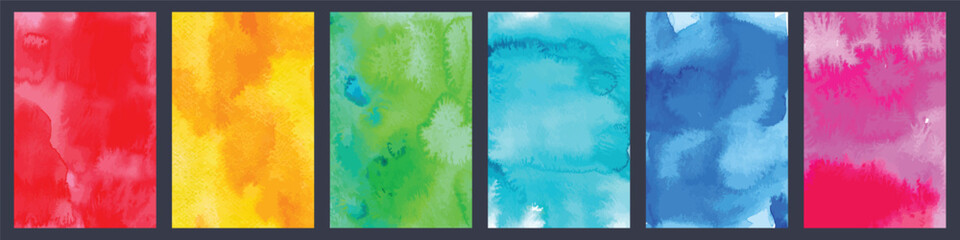 Big set of bright vector colorful watercolor background for poster, brochure or flyer