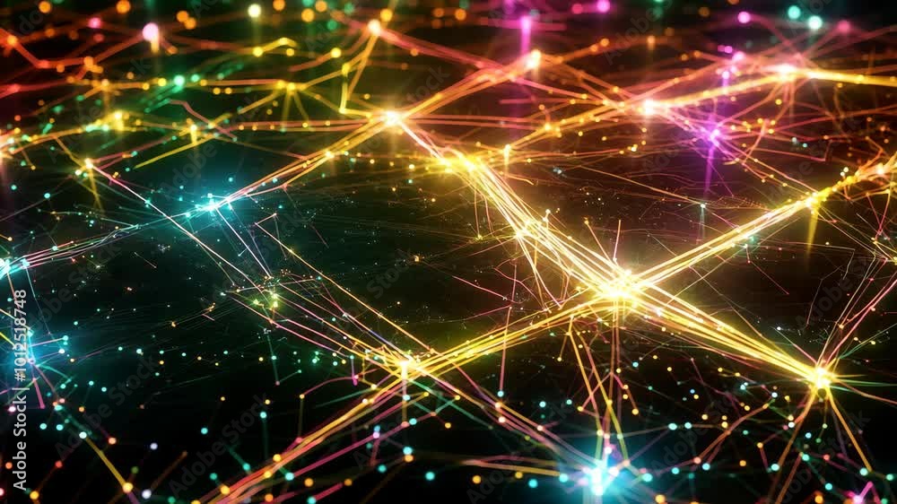 Poster A colorful, glowing image of a network of lines and dots