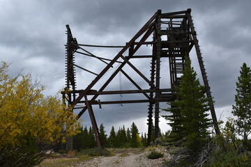 Mining structure on a hillside 