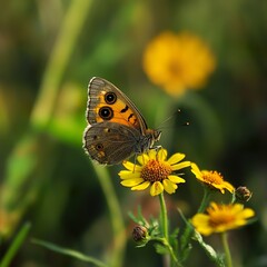 Butterfly on a Yellow Flower - Nature Photography