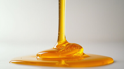 close-up, front view, the image of honey dripping on a white background
