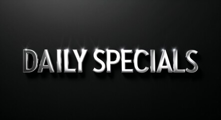Obraz premium daily specials silver shining shiny solid metallic lettering on plain black background