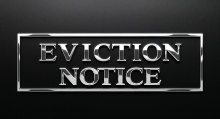 Fototapeta premium eviction notice silver shining shiny solid metallic lettering on plain black background