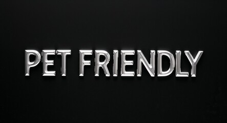 Fototapeta premium pet friendly silver shining shiny solid metallic lettering on plain black background