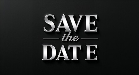 Obraz premium save the date silver shining shiny solid metallic lettering on plain black background