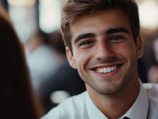 Naklejka premium Smiling Man in Shirt and Tie