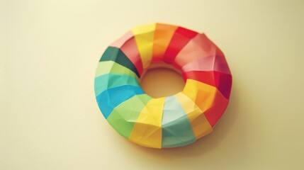 Obraz premium Colorful origami circle on light background