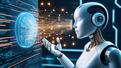 AI Chatbot Interfacing with a Neural Network in a Futuristic Digital Environment