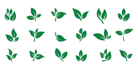 Green leaf icons set,
Leaves of trees and plants. Leaves icon. Set Of Collection green leaf  vector illustration, Elements design for nature, ecology, bio, vegan labels.