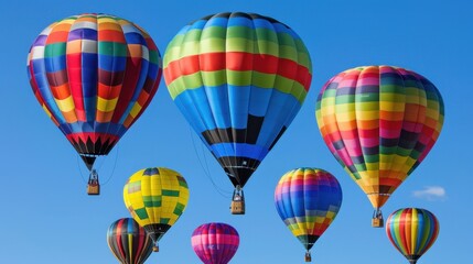 Fototapeta premium Colorful Hot Air Balloons in a Blue Sky