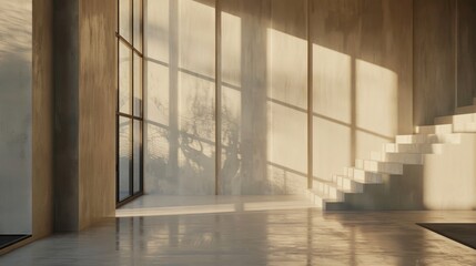 Fototapeta premium Modern Interior with Light and Shadows in Minimalist Space