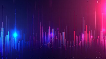 Abstract Cityscape with a Glowing Skyline