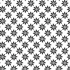 Geometric floral set of seamless patterns. Black and white vector backgrounds.	