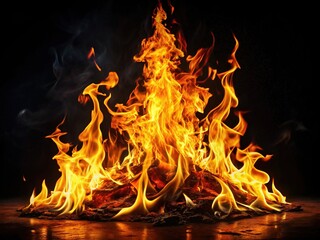 Fototapeta premium Super Slow Motion Flames Isolated on Black Background at 1000fps for Dramatic Visuals and Effects