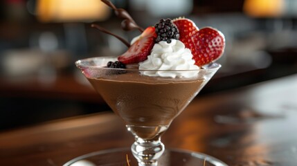 Decadent Chocolate Dessert with Berries and Cream