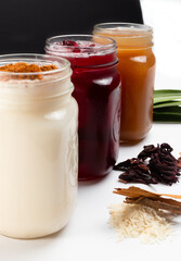 tamarind, horchata and hibiscus flavored waters, traditional Mexican