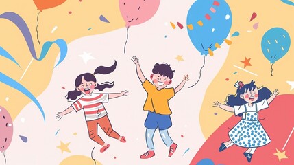 Children's Day Simple Hand Drawn Background - a charming and festive visual. The simple hand drawn backdrop for Children's Day is full of joy and creativity