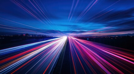 Light Trails on a Highway at Night