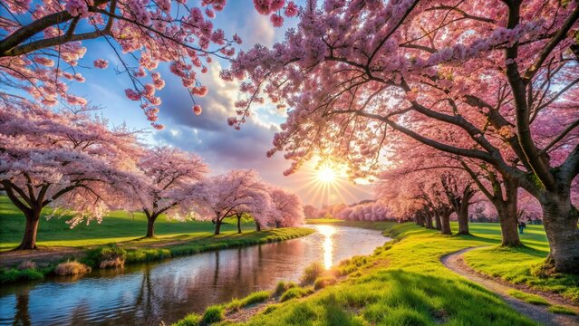 beautiful landscape with lake and trees