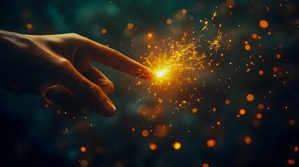 Spark of Creativity with Glowing Light and Shadow