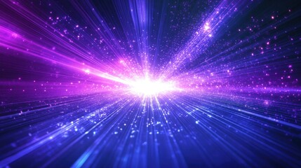 Abstract Purple and Blue Light Rays with Sparkle