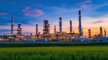 Obraz premium Industrial Complex at Sunset